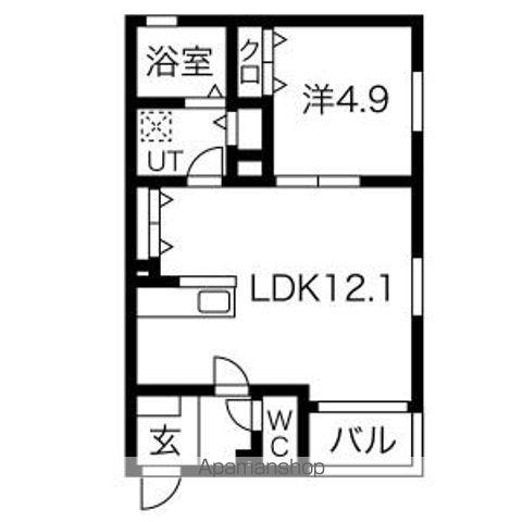 NAGOYA THE CASTLE S(1LDK/2階)の間取り写真