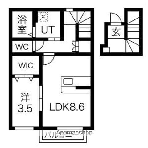 MAISON RUINART(1LDK/2階)の間取り写真
