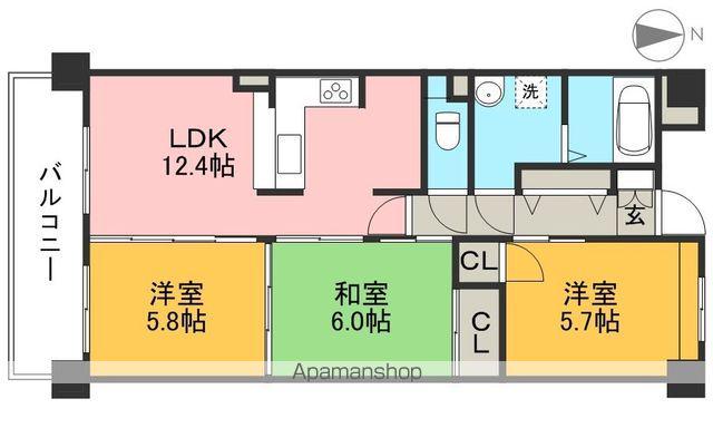 パールリバー(3LDK/9階)の間取り写真