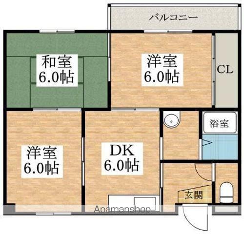 天美ローズマンション(3DK/4階)の間取り写真