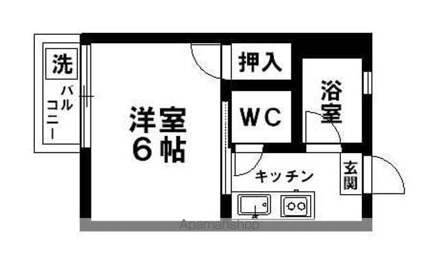 スカイハウス壺川(1K/1階)の間取り写真