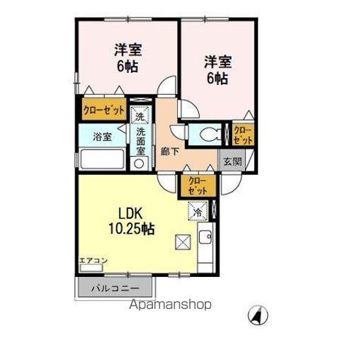 リビングタウン砂払 A/B/C/D(2LDK/1階)の間取り写真