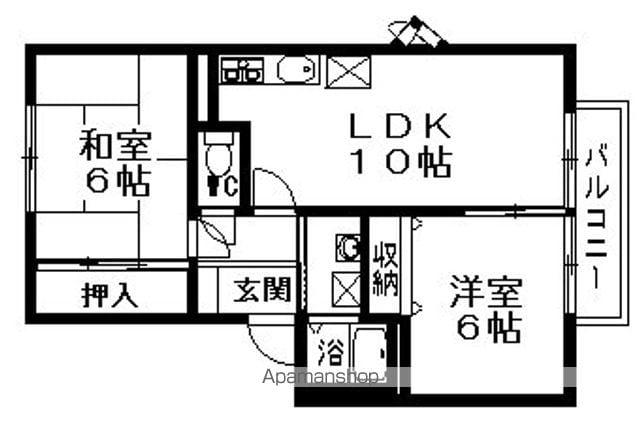 サンガーデン甲賀(2LDK/1階)の間取り写真