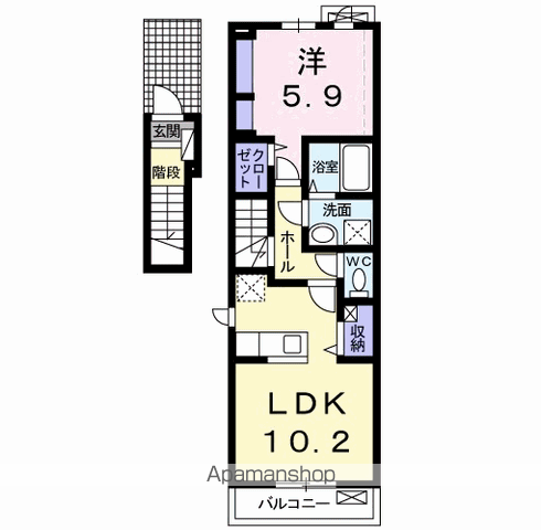 ベッセルメゾン(1LDK/2階)の間取り写真