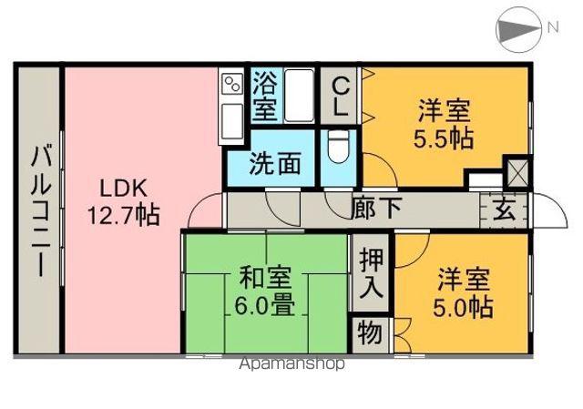 サンモールⅠ(3LDK/5階)の間取り写真