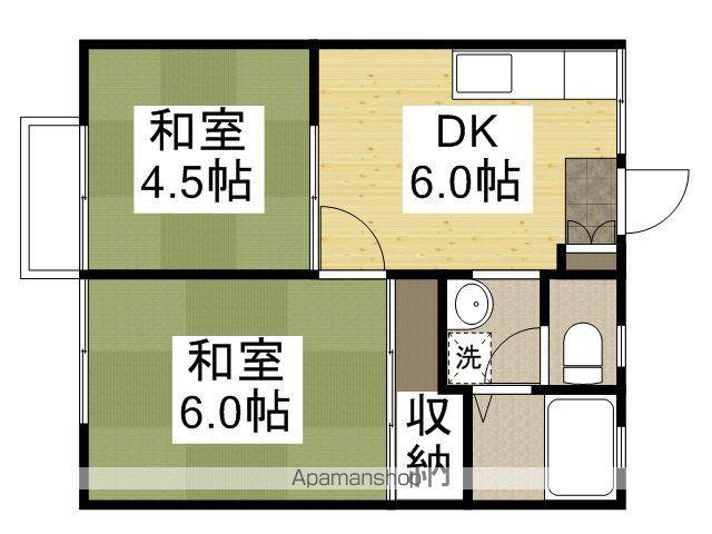 後神ハイライズC棟(2K/2階)の間取り写真