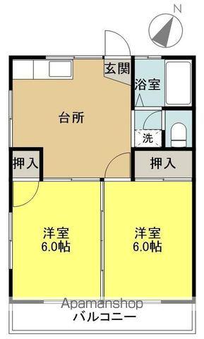 ヒルトップ(2DK/2階)の間取り写真