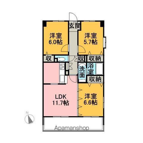 ブランドゥース(3LDK/2階)の間取り写真