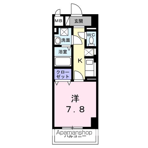 サンライズ 江平中町(1K/3階)の間取り写真