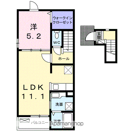 シャトル脇島(1LDK/2階)の間取り写真