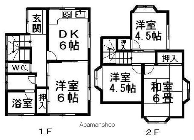 予讃線 三津浜駅 徒歩21分 2階建 築38年(4DK)の間取り写真