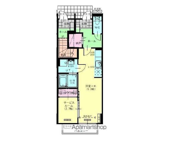 ポルトボナー(1K/1階)の間取り写真
