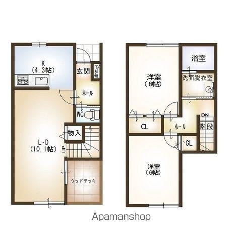 カリーノあおば(2LDK)の間取り写真