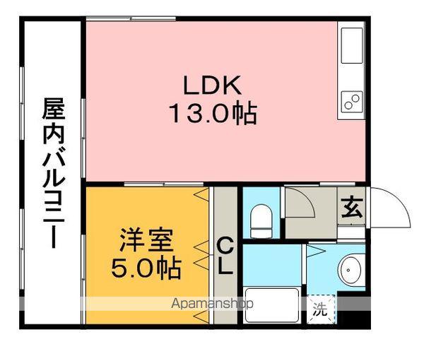 第2コーポ江頭(1LDK/3階)の間取り写真