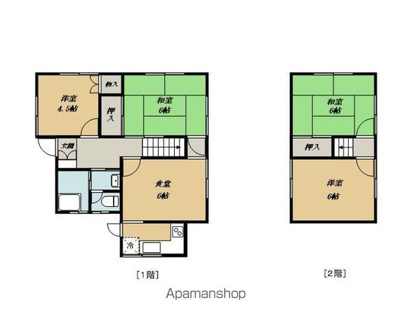 近江鉄道本線 朝日大塚駅 徒歩63分 2階建 築50年(4DK)の間取り写真