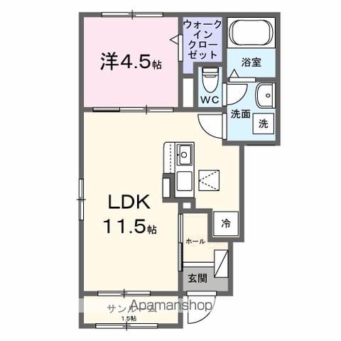 ハウス レイワ7N(1LDK/1階)の間取り写真