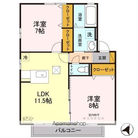 モンソレーユC(2LDK/1階)の間取り写真