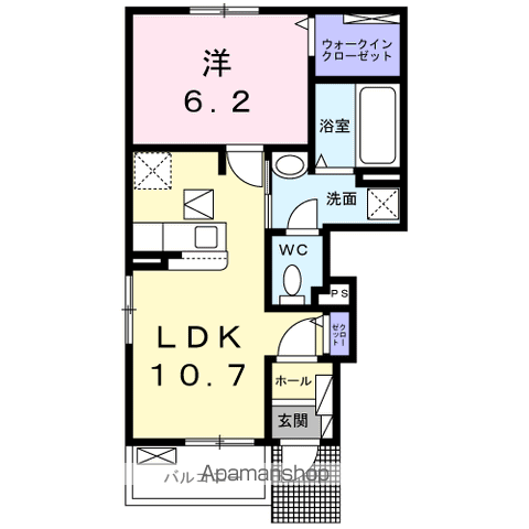 グランソラーレⅠ(1LDK/1階)の間取り写真
