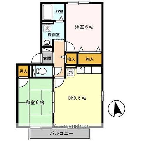 メゾンドルチェ C(2DK/1階)の間取り写真