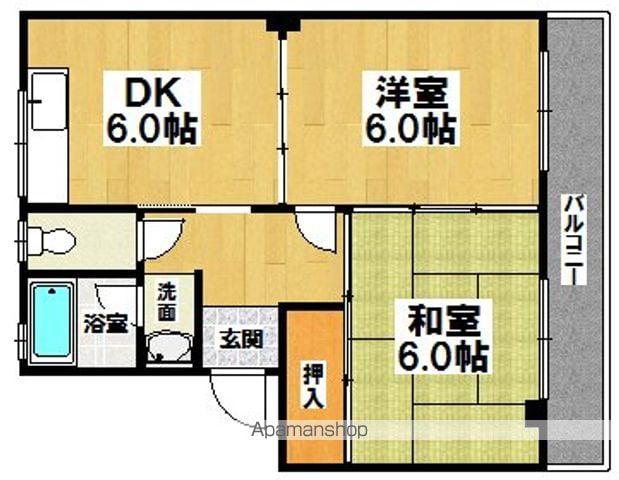 仁山田ハイツ(2DK/3階)の間取り写真