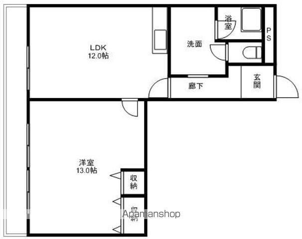 三角コーポ(1LDK/5階)の間取り写真