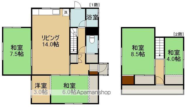 函館本線 七飯駅 徒歩13分 2階建 築65年(5LDK)の間取り写真