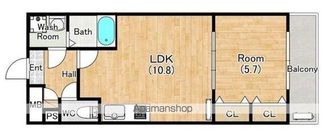 ジーメゾン泉佐野新町(1LDK/2階)の間取り写真