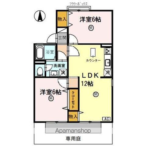 ピュアハイツ有本 Ⅰ(2LDK/1階)の間取り写真