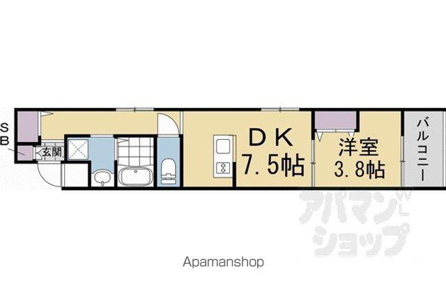 フォーリアライズ京都東寺(1DK/1階)の間取り写真