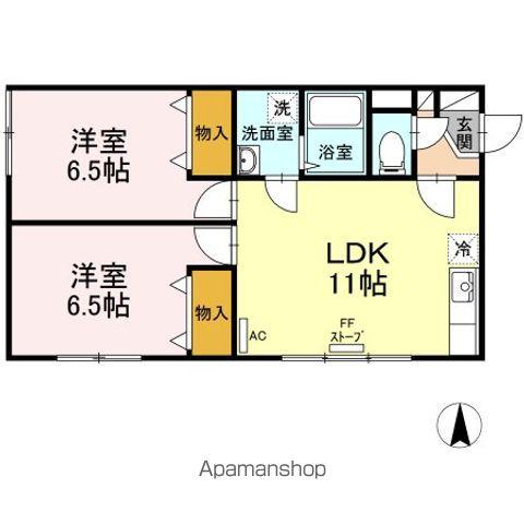 ルグランミキB(2LDK/1階)の間取り写真