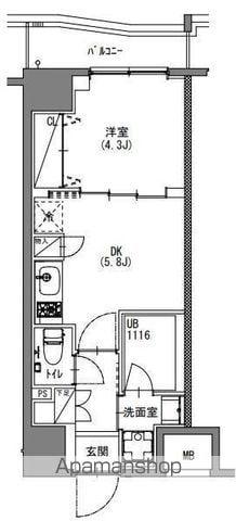 S-RESIDENCE新宿御苑(1DK/9階)の間取り写真