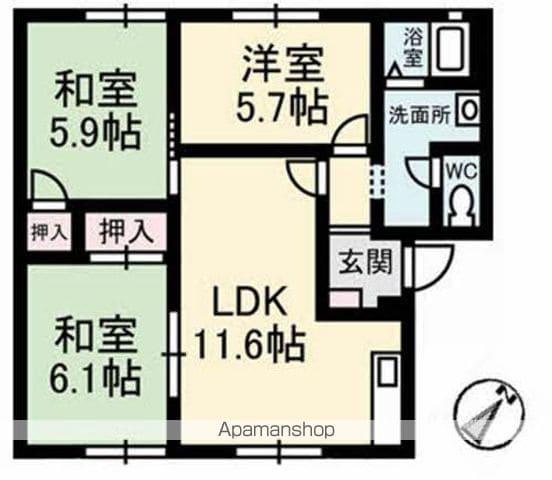 グリーンハイツ芝崎(3LDK/1階)の間取り写真