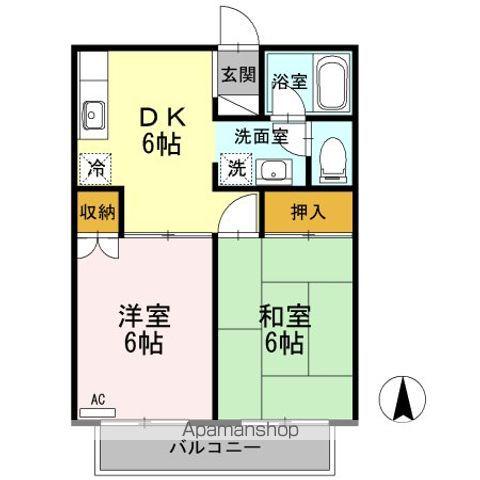 スカイハイム(2DK/2階)の間取り写真