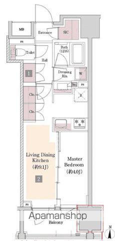 サンウッド錦糸町フラッツ(1LDK/13階)の間取り写真