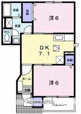 ソレアード(2DK/1階)の間取り写真