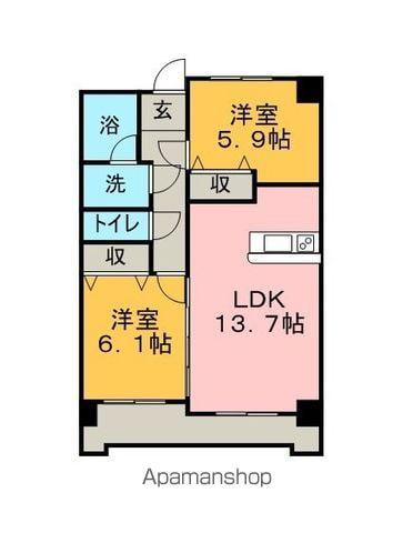 AMENITYKUNO(2LDK/2階)の間取り写真