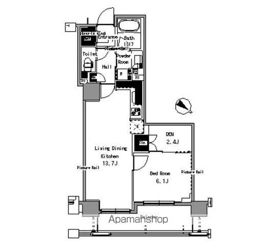 パークアクシス日本橋浜町(1LDK/10階)の間取り写真