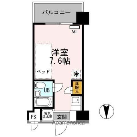 ベルハウス(ワンルーム/3階)の間取り写真