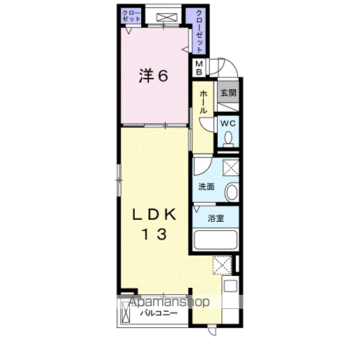 SMILE CASA(1LDK/2階)の間取り写真