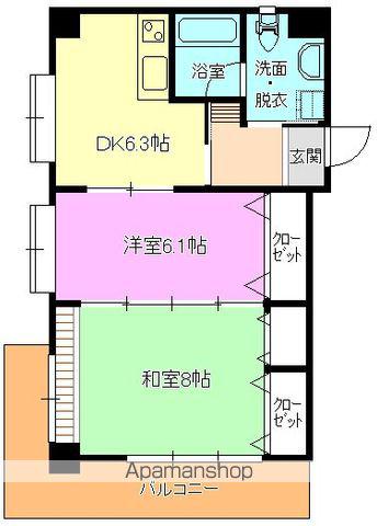 ハートフルピア速玉 壱番館(2DK/6階)の間取り写真