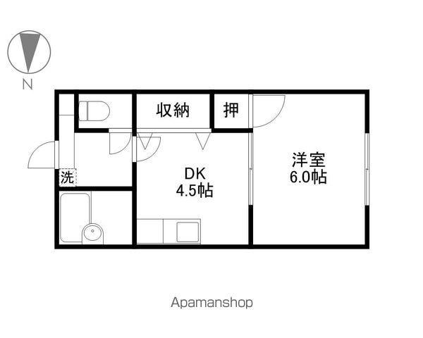 ジョンズフラット(1DK/1階)の間取り写真