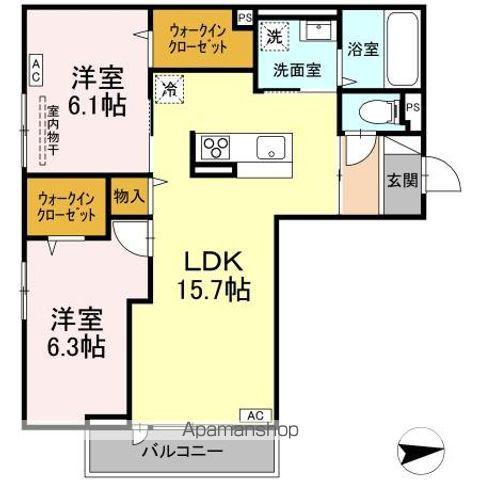 RESUA向中野 D棟(2LDK/2階)の間取り写真