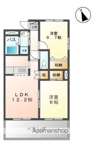グランヒルⅡ(2LDK/3階)の間取り写真