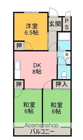リバティーイトウ(3DK/4階)の間取り写真