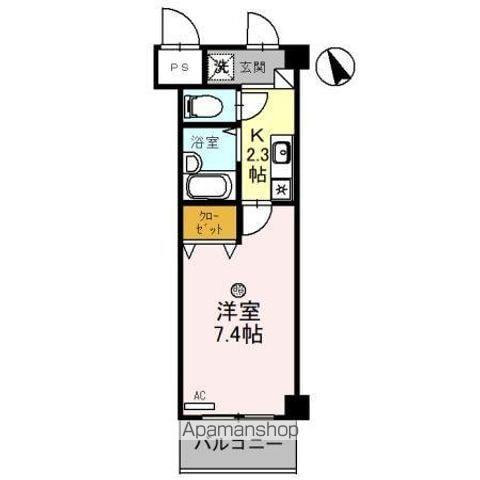 レイクヴュー堅田(1K/4階)の間取り写真