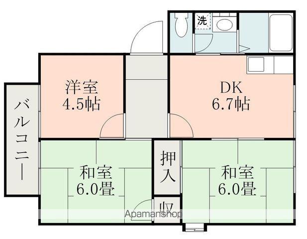 フローラル田迎(3DK/1階)の間取り写真