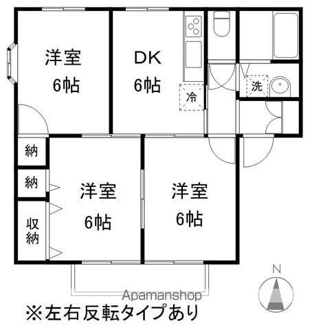 レジデンス葦(3DK/1階)の間取り写真