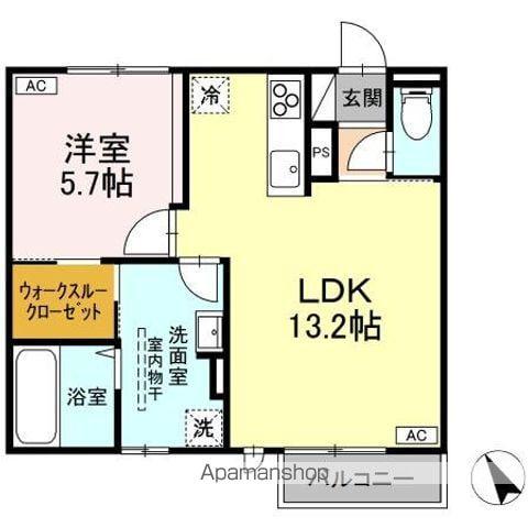 アルファコート(1LDK/2階)の間取り写真