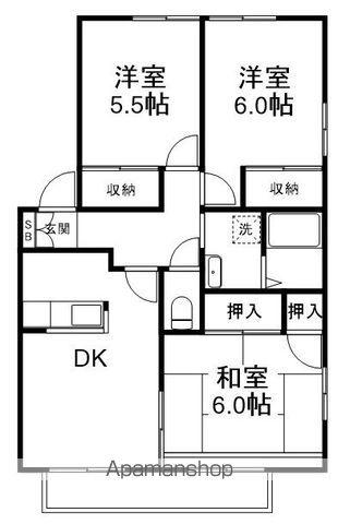 ベルデ高津(3DK/2階)の間取り写真