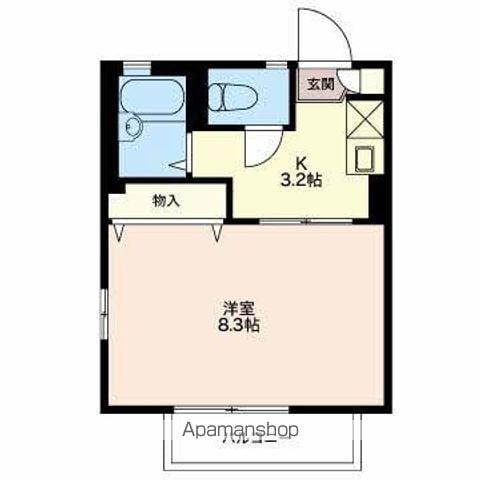 フレグランスひがのW棟(1K/1階)の間取り写真